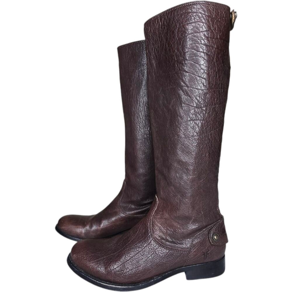 Frye Melissa Back Zip Button Boots Dark Brown Size 6B